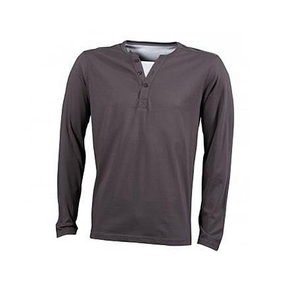 James & Nicholson Men’s Henley Shirt Long-Sleeved JN917